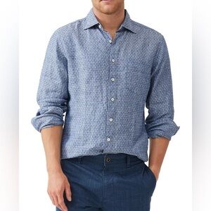 Southern Tide Men’s Printed Button Down Trim Fit Shirt Blue Size XL